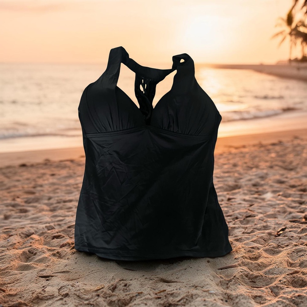 BarIII Black Padded Swim Top Size M Like New